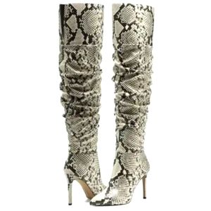 NEW Vince Camuto Snake Skin Knee High Stiletto Boots